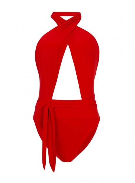 Maillot de bain 1 pièce échancrée Red Coral Rouge - PilyQ