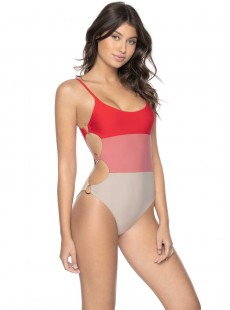 Maillot de bain 1 pièce multicolor Red Coral - PilyQ