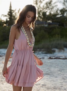 Robe de plage courte rose Jessa Dusty Rose - PilyQ