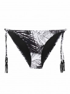 Culotte de bain échancrée à nouer noire et blanche Nassau - PilyQ