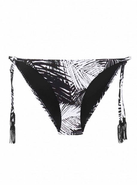 Culotte de bain échancrée à nouer noire et blanche Nassau - PilyQ