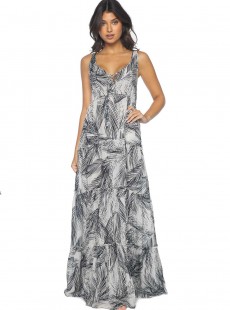 Robe de plage longue noire et blanche Nassau - PilyQ