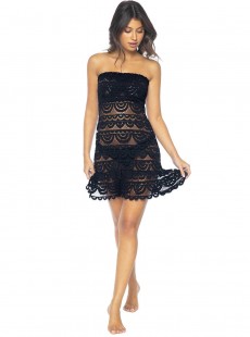 Robe de plage courte / Jupe en dentelle noire Midnight - PilyQ