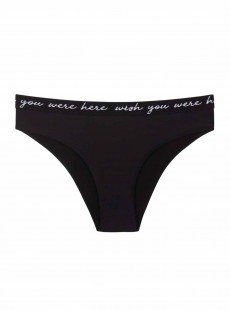 Culotte de bain échancrée noire Wish you were here - PilyQ
