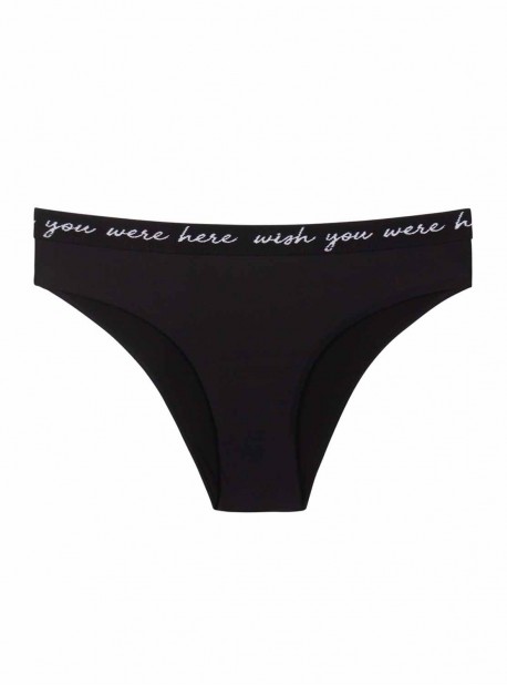 Culotte de bain classique noire Wish you were here - PilyQ