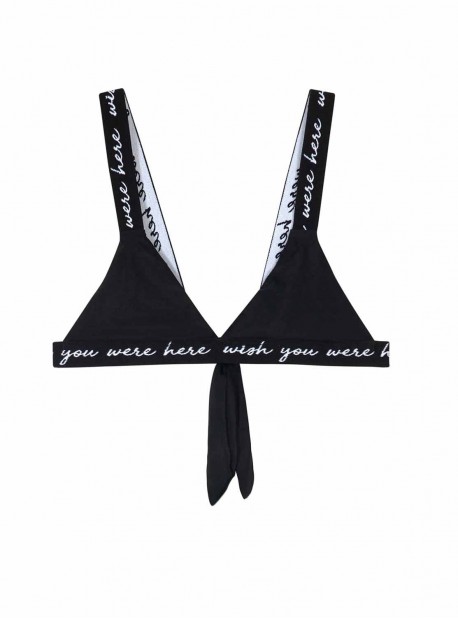 Haut de maillot de bain triangle noir Elastic Rosie Wish you were here - PilyQ