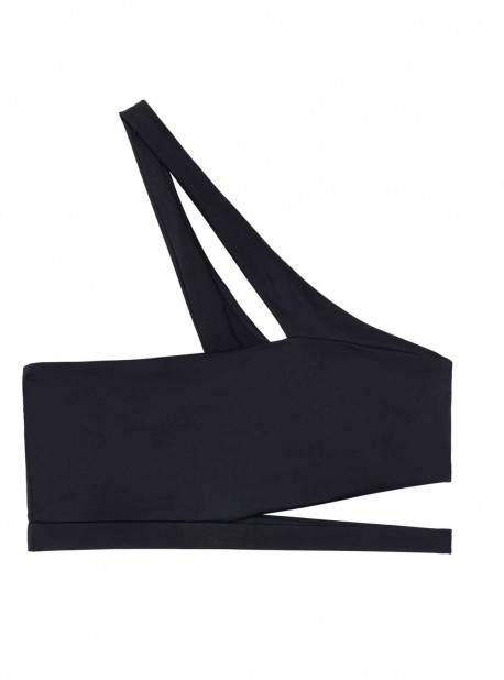 Brassière de bain asymétrique noire Midnight - PilyQ