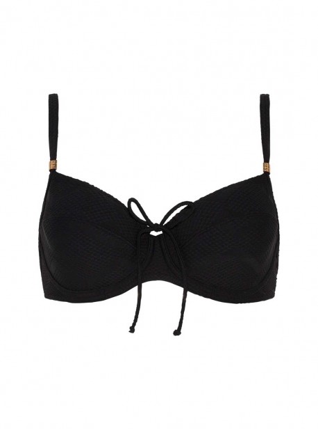 Haut de maillot de bain balconnet - Texture Black - Cyell