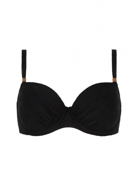 Haut de maillot de bain balconnet - Texture Black - Cyell