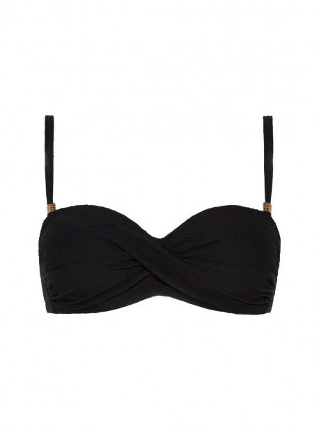 Haut de maillot de bain bandeau - Texture Black - Cyell