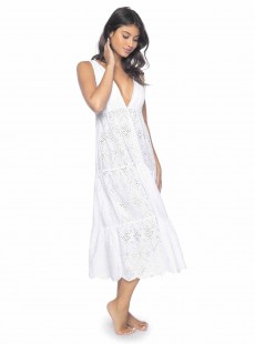 Robe de plage longue blanche Anne Eyelet - PilyQ