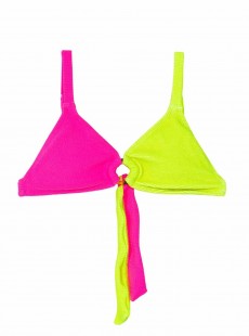 Haut de maillot de bain bicolore rose et jaune Pineapple Reef - PilyQ