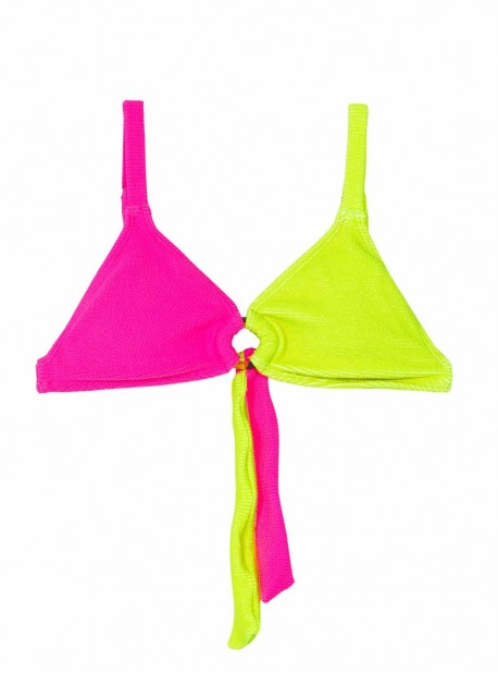 Haut de maillot de bain bicolore rose et jaune Pineapple Reef - PilyQ