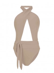 Maillot 1 pièce échancré Oyster Beige - PilyQ