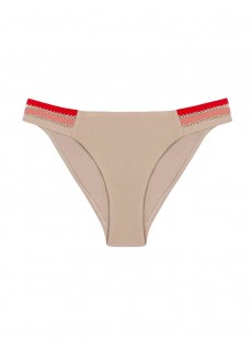 Culotte de bain échancrée Oyster Beige et Rouge - PilyQ