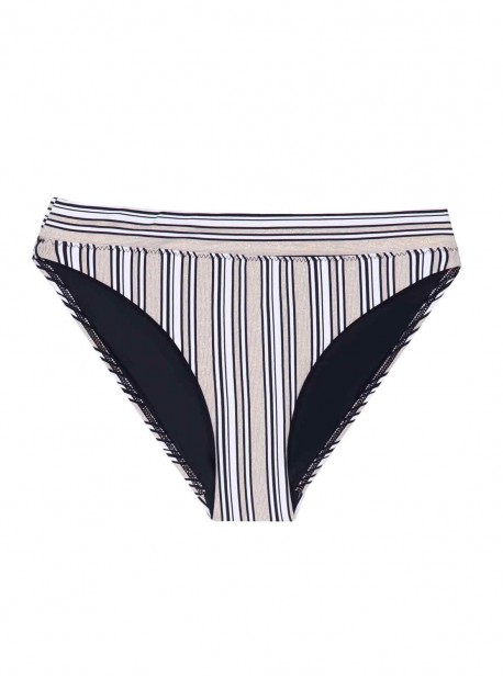 Culotte de bain taille haute à rayures Harbour Stripe - PilyQ