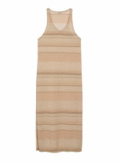 Robe de plage longue à rayures Robin Gold Pearl - PilyQ