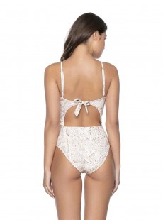 Maillot une pièce échancré Cobra blanc à motif - PilyQ