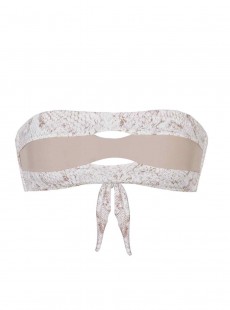 Haut de maillot de bain bandeau Cobra blanc à motif - PilyQ