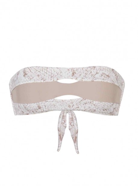 Haut de maillot de bain bandeau Cobra blanc à motif - PilyQ