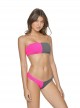 Haut de maillot de bain bandeau bicolore rose et gris Acai Reef - PilyQ