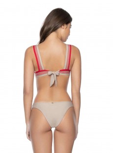 Haut de maillot de bain triangle Oyster Beige et Rouge - PilyQ