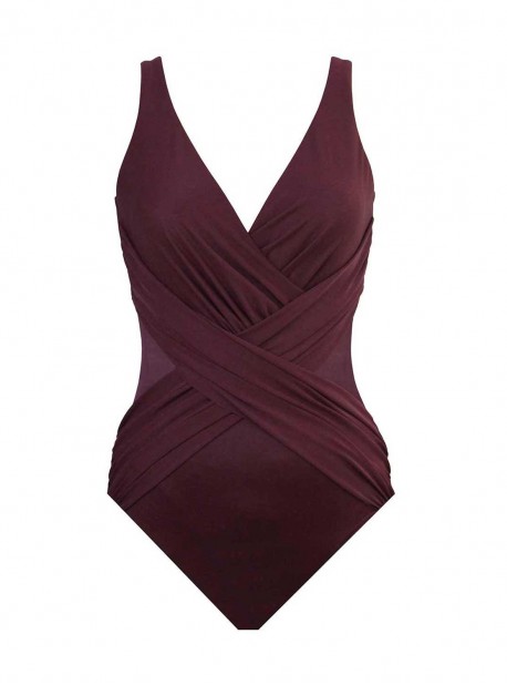 Maillot de bain gainant Crossover Bordeaux - Illustionists - "M" -Miraclesuit Swimwear    