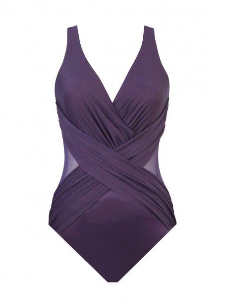 Maillot de bain gainant Crossover Prune - Illusionists - "M" - Miraclesuit swimwear