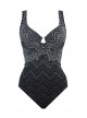 Maillot de bain 1 pièce gainant Criss Cross Escape imprimé gris / noir - Stitch Mix - " M " - Miracl