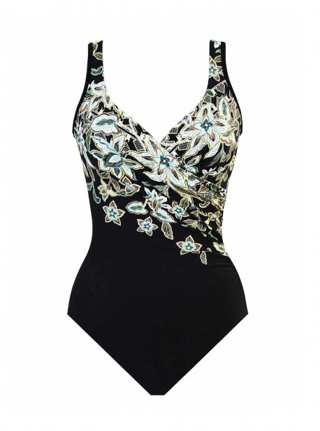 Maillot de bain gainant It's a Wrap Noir et Blanc - Cloisonné - "M" - Miraclesuit swimwear