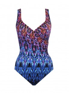 Maillot de bain 1 pièce gainant It's A Wrap orange / bleu - Vesuvio - " M " - Miraclesuit Swimwear