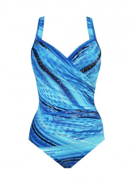 Maillot de bain une pièce gainant Seraphina Imprimé bleu - Atlantis - "M" - Miraclesuit Swimwear