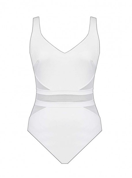 Maillot de bain gainant It's a Cinch Blanc - Illusionists - "M" - Miraclesuit swimwear