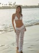 Pantalon long de plage en dentelle Must Haves Malibu Lace Blanc - PilyQ 