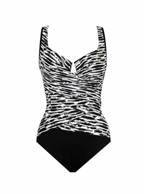 Maillot de bain gainant Layered Escape Bi-colore noir - Pyrite - "M" - Miraclesuit swimwear