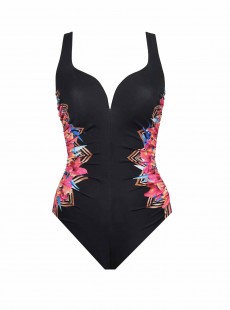 Maillot de bain 1 pièce gainant Temptress noir/Imprimés à fleurs rose - Tropica - " M " - Miraclesuit Swimwear