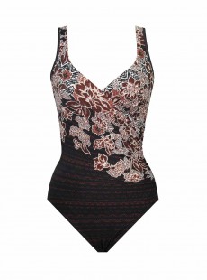 Maillot de bain gainant It's a Wrap Noir / Imprimés à fleurs - Mendhika - "M" - Miraclesuit swimwear
