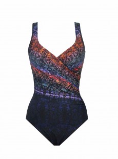 Maillot de bain gainant It's a Wrap Imprimés graphiques multicolores - Tramonto Belle - "M" - Miraclesuit swimwear
