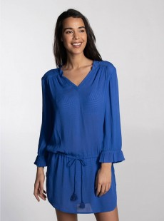 Robe de plage manches longues bleue - Beach Vibes - Cyell 