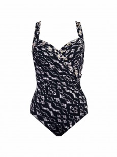 Maillot de bain gainant Sanibel Imprimés à motifs Noir et Blanc - Labyrinth - "W" - Miraclesuit swim