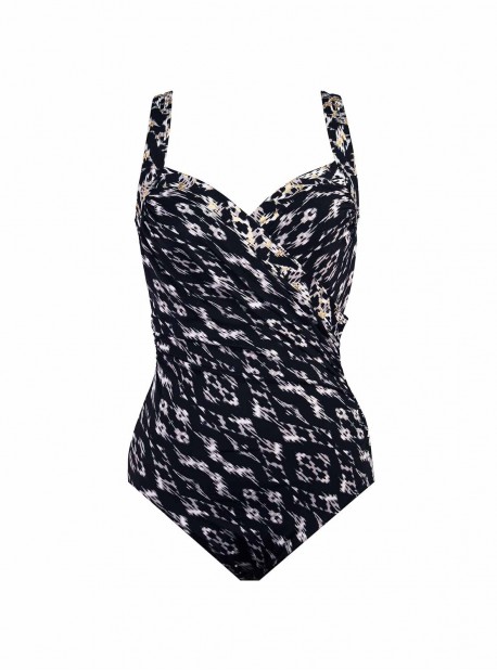Maillot de bain gainant Sanibel Imprimés à motifs Noir et Blanc - Labyrinth - "W" - Miraclesuit swim