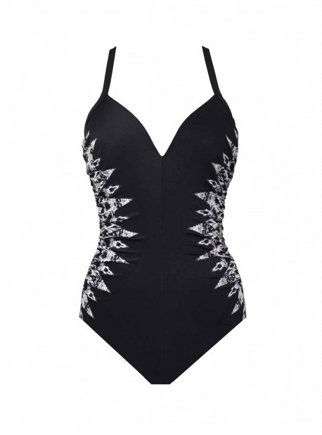 Maillot de bain 1 pièce gainant Temptation Noir / Gris - Labyrinth - " M " - Miraclesuit Swimwear