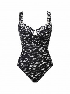 Maillot de bain gainant Escape Imprimés Noir et Blanc - Labyrinth - "M" - Miraclesuit swimwear