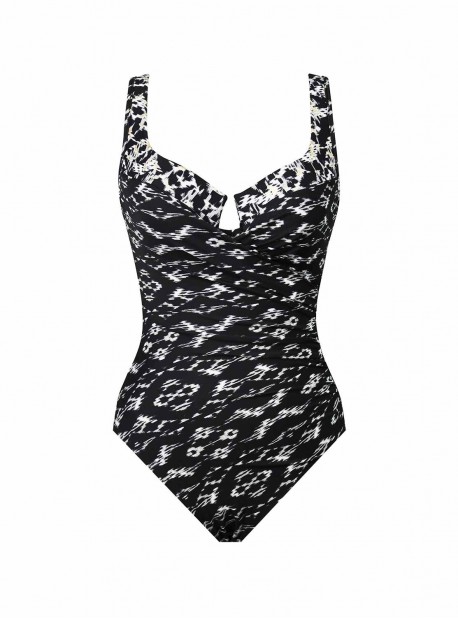 Maillot de bain gainant Escape Imprimés Noir et Blanc - Labyrinth - "M" - Miraclesuit swimwear