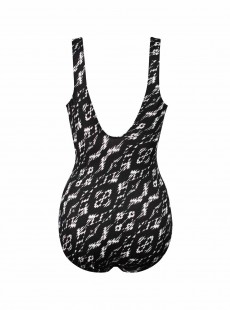 Maillot de bain gainant Escape Imprimés Noir et Blanc - Labyrinth - "M" - Miraclesuit swimwear