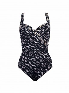Maillot de bain gainant Sanibel Imprimés Noir et Blanc - Labyrinth - "M" -Miraclesuit Swimwear