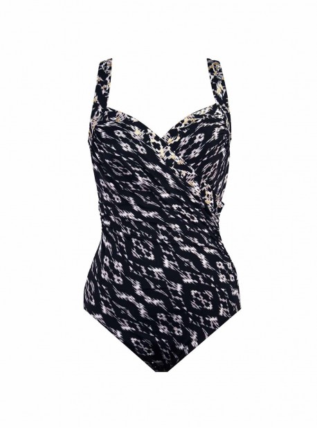 Maillot de bain gainant Sanibel Imprimés Noir et Blanc - Labyrinth - "M" -Miraclesuit Swimwear