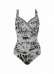 Maillot de bain 1 pièce gainant Seraphina imprimé fleuris Noir et Blanc - Fronds With Benefits - " M
