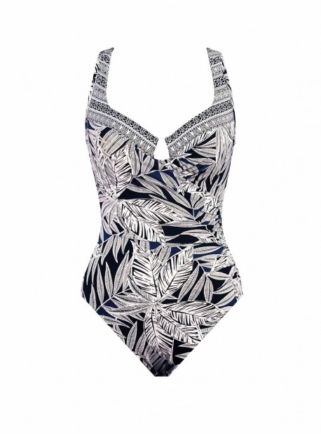 Maillot de bain gainant Escape Imprimés fleuris noir - Fronds with Benefits - "M" - Miraclesuit