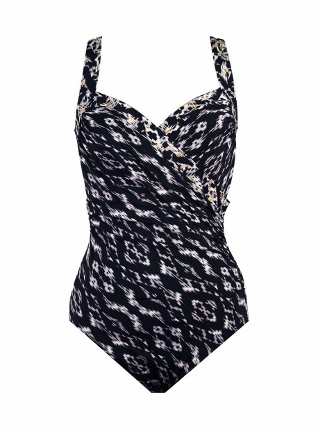 Maillot de bain gainant Sanibel Imprimés à motifs Noir et Blanc - Labyrinth - "FC" - Miraclesuit swi